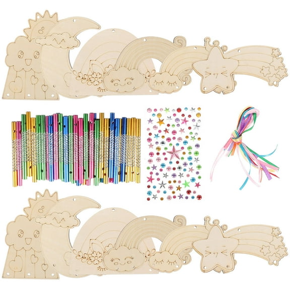 GOOHOCHY 1 Set Unfinished Wood Wind Chime Colorful Wind Chime Tubes DIY Garden Outdoor Decor