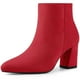 thumbnail image 1 of Botines de Tacón Grueso Allegra K con Cremallera Lateral Punta en Punta para Mujer Rojo 40, 1 of 6