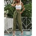 thumbnail image 4 of Eashery Women's Casual Linen Pants Light Baggy Jogger Relaxed Drawstring Elastic Waist Long Straight Pants Womens Jogger Pants (Solid Color,GN3,S), 4 of 5