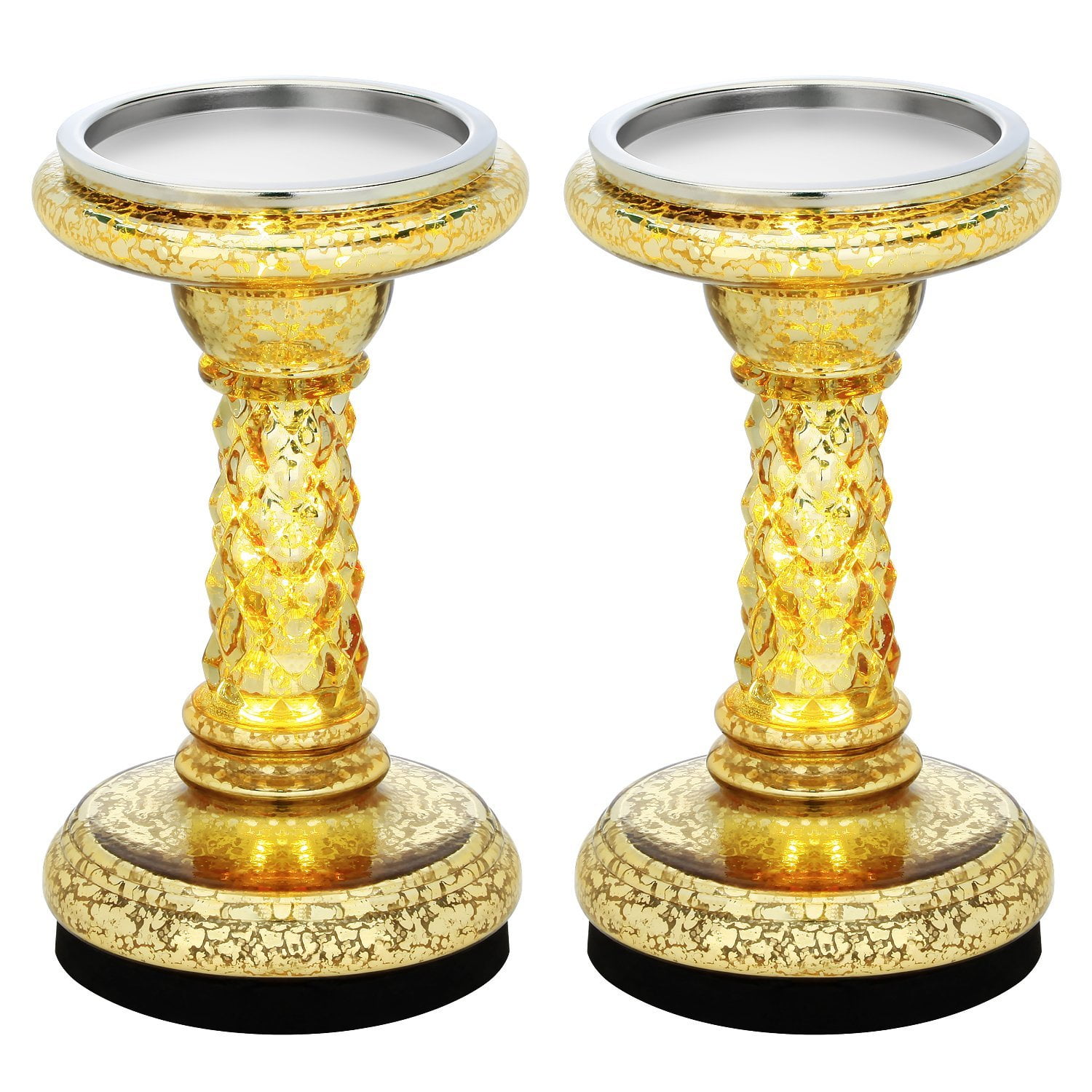 7.8” Illuminated LED Candle Holders with Timer Mode, Set of 2 Mercury