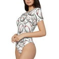 thumbnail image 2 of Daiia Cute Baseball print Women's Crew Neck Short Sleeve Bodysuit Fashion Tops Fit Casual Basic Extender Bodysuit-Small, 2 of 9