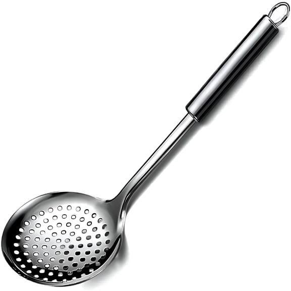 BPPEG 13.2" Stainless Steel Cooking Skimmer Spoon Metal Slotted Spoon for Straining,Ideal for Frying,Skimmer Ladle Spoons Kitchen Utensils Fryer Scoop
