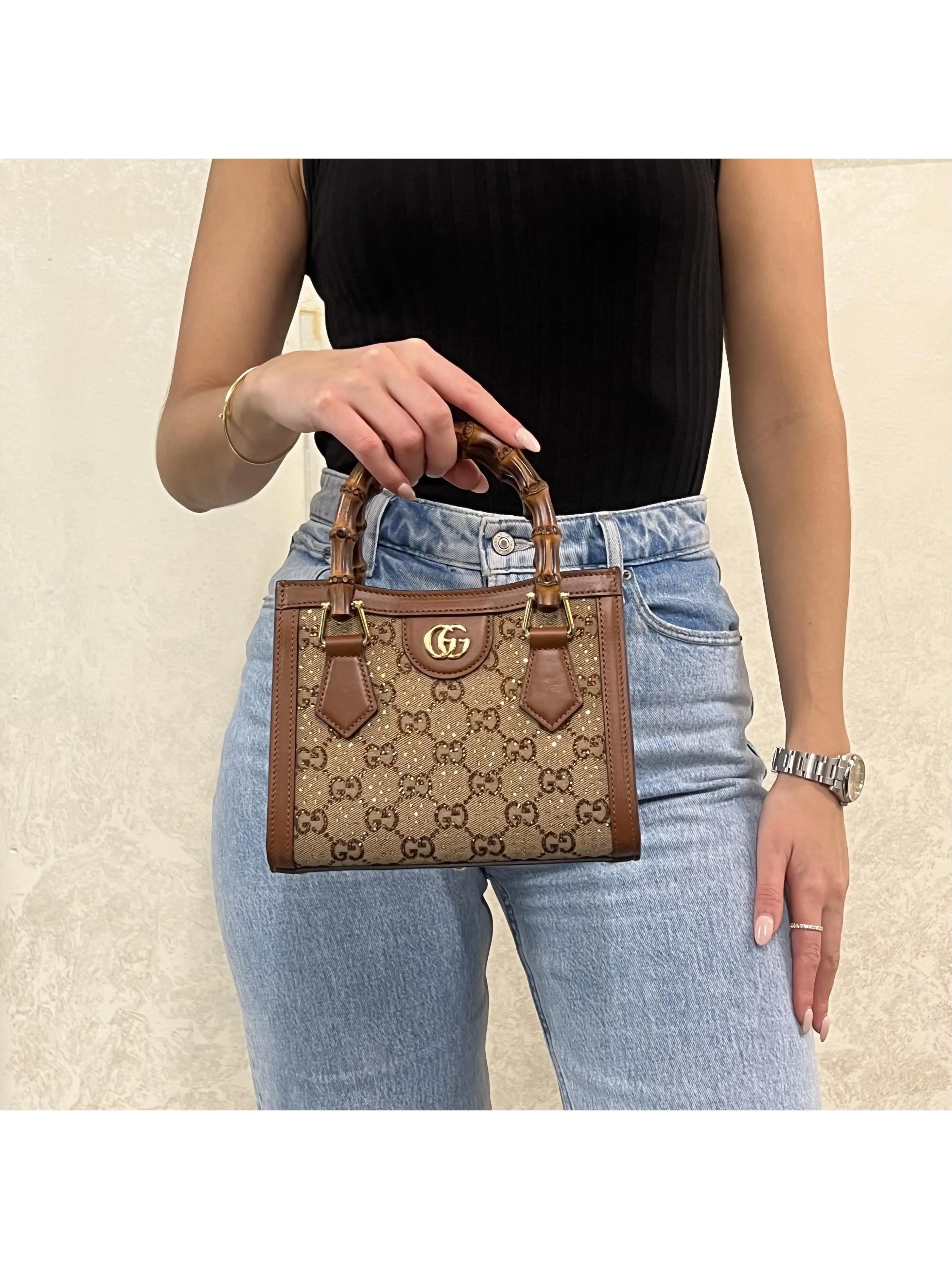 Diana Mini GG Canvas Tote Bag in Brown - Gucci