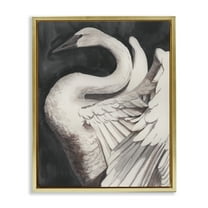 Stupell Industries Swan Spreading Wings Animals Painting Gold Floater Framed Canvas Art Print Wall Art, 25 x 31