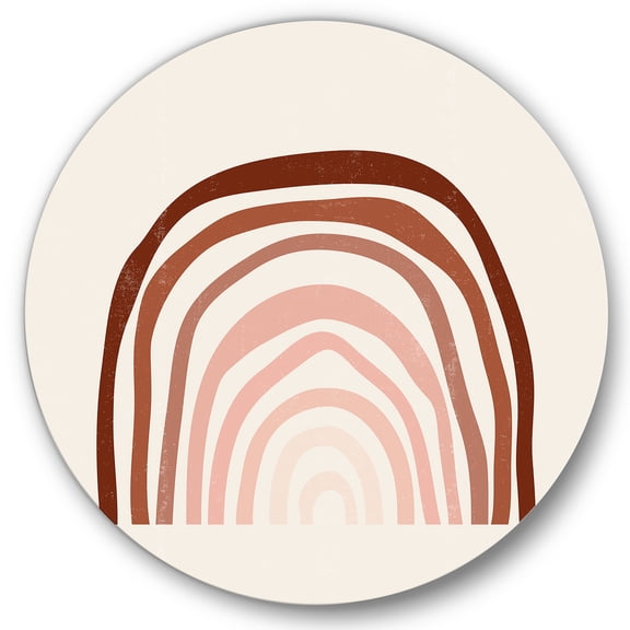 Designart 'Terracotta Minimalist Boho Art Rainbow I' Modern Circle Metal Wall Art 36x36 - Disc of 36
