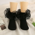 thumbnail image 2 of 2 Pack Girls Ruffle Socks Double Lace Frilly Dress Socks Kids Turn Cuff Socks for Toddler Little Girls, 2 of 8