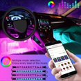 thumbnail image 4 of Tira de luces LED para coche de 72 LED, lámpara de control remoto con aplicación Bluetooth, múltiples modos de bricolaje, luces decorativas debajo del tablero, USB, 4 of 5