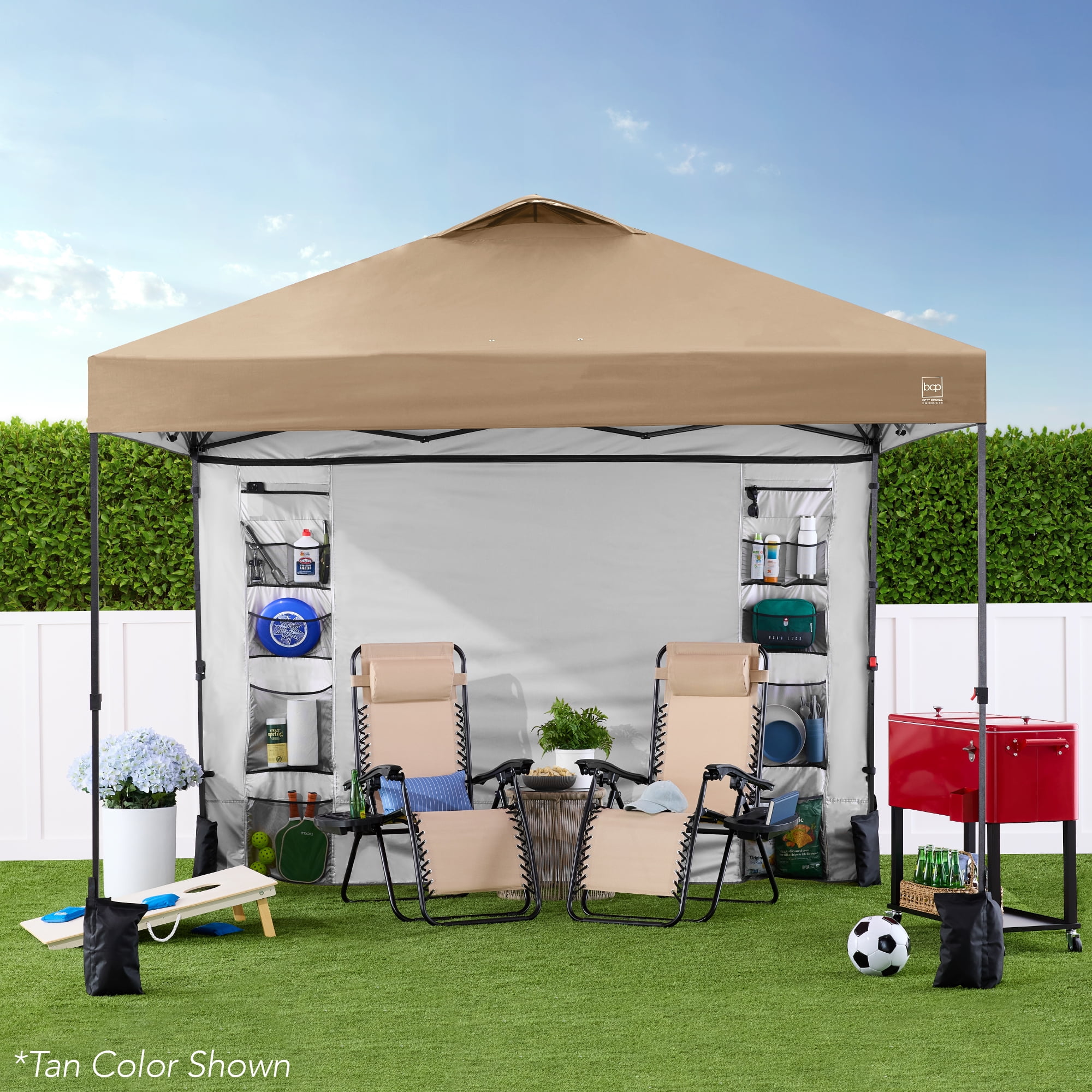Best Choice Products 10x10ft Easy Setup Pop Up Canopy, Portable Tent w/ Side Wall, 1-Button Push, Case - White