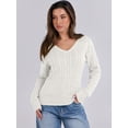 thumbnail image 5 of Luniro Women's Cable Knit Sweater V Neck Pullover Sweaters Fall Tops Business Casual Outfits Clothes, 5 of 9
