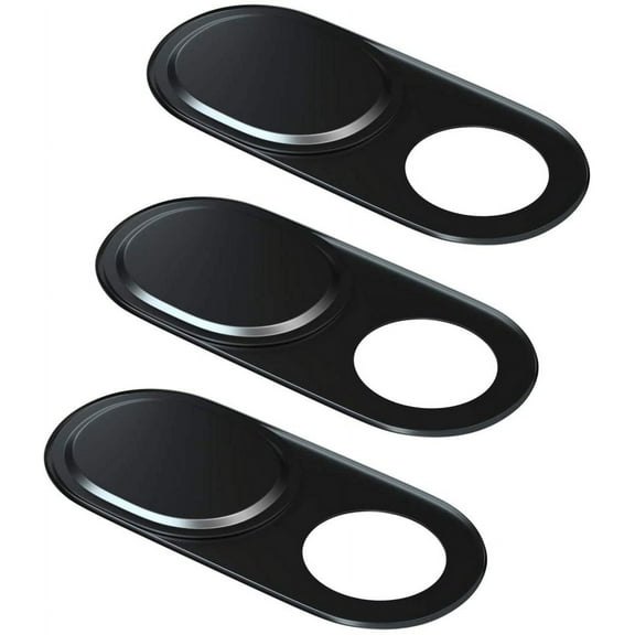 Webcam Cover, Laptop Camera Cover Slide 0.027-Inch Metal Camera Cover for MacBook Pro, iMac, Laptop, PC, iPad, Smart Phone, Protect Your Privacy (Black-3Pack)