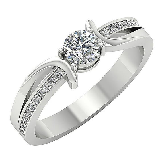 Women's By Pass Solitaire With Accents Engagement Ring 1.8 Ct Diamond 14K White Gold Over