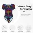 thumbnail image 6 of Rateoe Indian Mandalas Dragonfly Printed Women Rash Guard Short Sleeve,Tummy control Swimsuit Surfing Swimsuit Bathing Suit Short-sleeved Onesie UPF 50+, 6 of 6