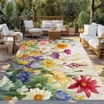 thumbnail image 2 of Spring Colorful Floral Outdoor Rug for Patio/Deck/Porch, Non-Slip Large Area Rug 4 x 6 Ft, Yellow Purple Pastoral Flowers Indoor Outdoor Rugs Washable Area Rugs, Reversible Camping Rug Carpet Runner, 2 of 8