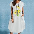thumbnail image 2 of Robes d'Été Décontractées pour Femmes à Manches Courtes, Col Ras du Cou, Robe Midi à Imprimé Floral, Coupe Ample et Confortable, Robe T-Shirt avec Poches, 2 of 4