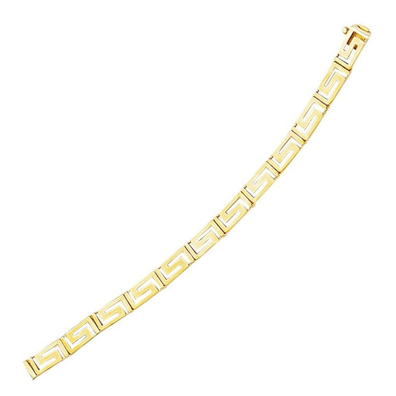 14k Yellow Gold Fancy Greek Key Motif Bracelet 7.25 in