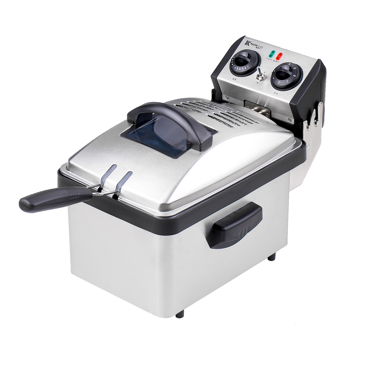 Electric Immersion Deep Fryer Large Frying Basket Detachable Lid with