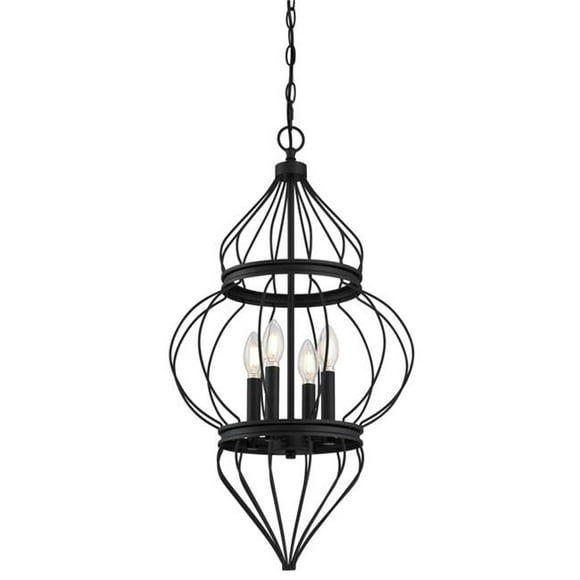 4 Light Chandelier - Matte Black