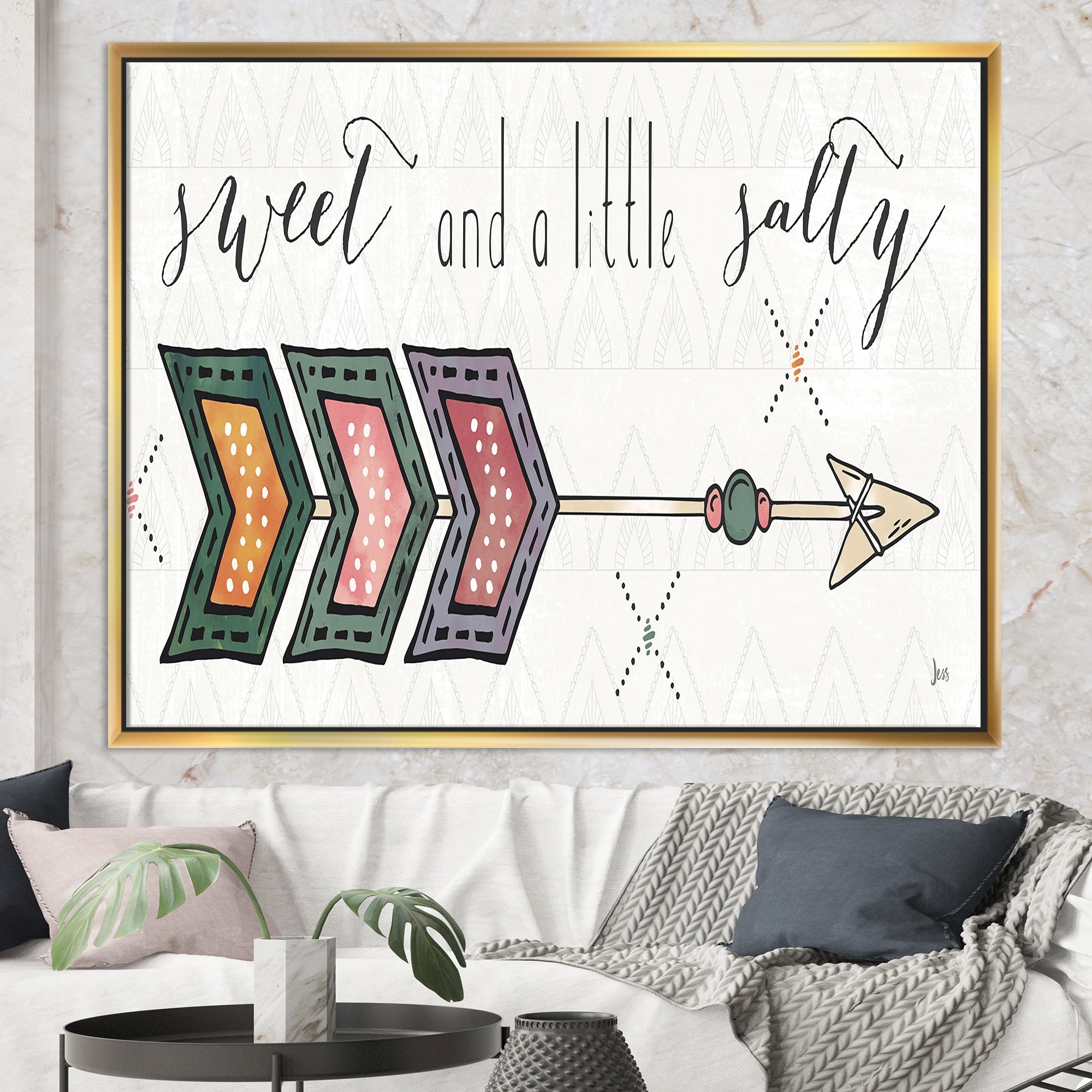 Designart ' sweet and a little guilty Boho Arrow II ' Bohemian & Eclectic Framed Canvas