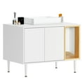 thumbnail image 6 of MIDOQIN 2 in 1 Bathroom Vanity & Cat Litter Box Enclosure, Bathroom Litter Box Furniture Hidden with Double Door & Divider, Wooden Cat Washroom Furniture, 6 of 6