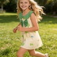thumbnail image 2 of Vornjynx Kids Girls Dresses Sleeveless Crew Neck Hearts Print Summer Casual Cute Dress Green Size 1, 2 of 7