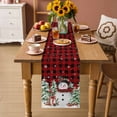 thumbnail image 2 of Christmas Table Runner 36 Inches Long Farmhouse Dress Scarves, Snowman Snowflake Trees Watercolor Birds Red Plaid Dining Tablerunner for Coffee Table/Kitchen Island/Party Décor, Small 13" x 36", 2 of 8