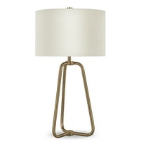 Evelyn&Zoe 25" Mid-Century Modern Metal Table Lamp with White Drum Linen Shade