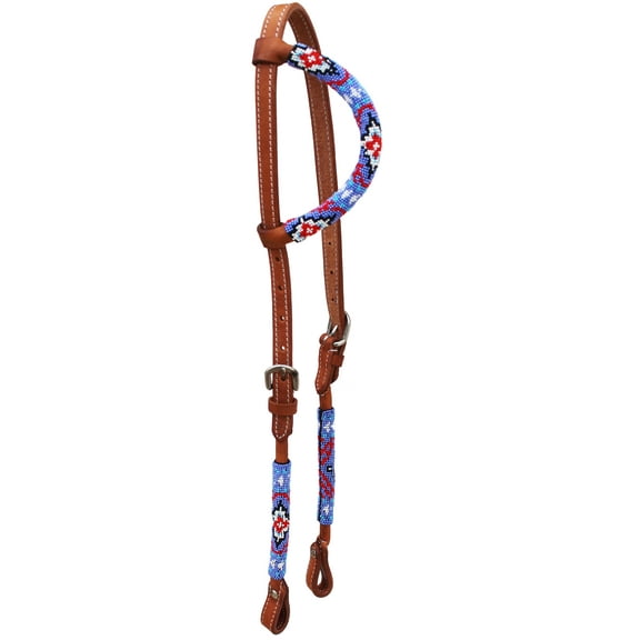 Horse Show Bridle Western Leather Horse Show Tack One Ear Beaded Headstall 79108HA