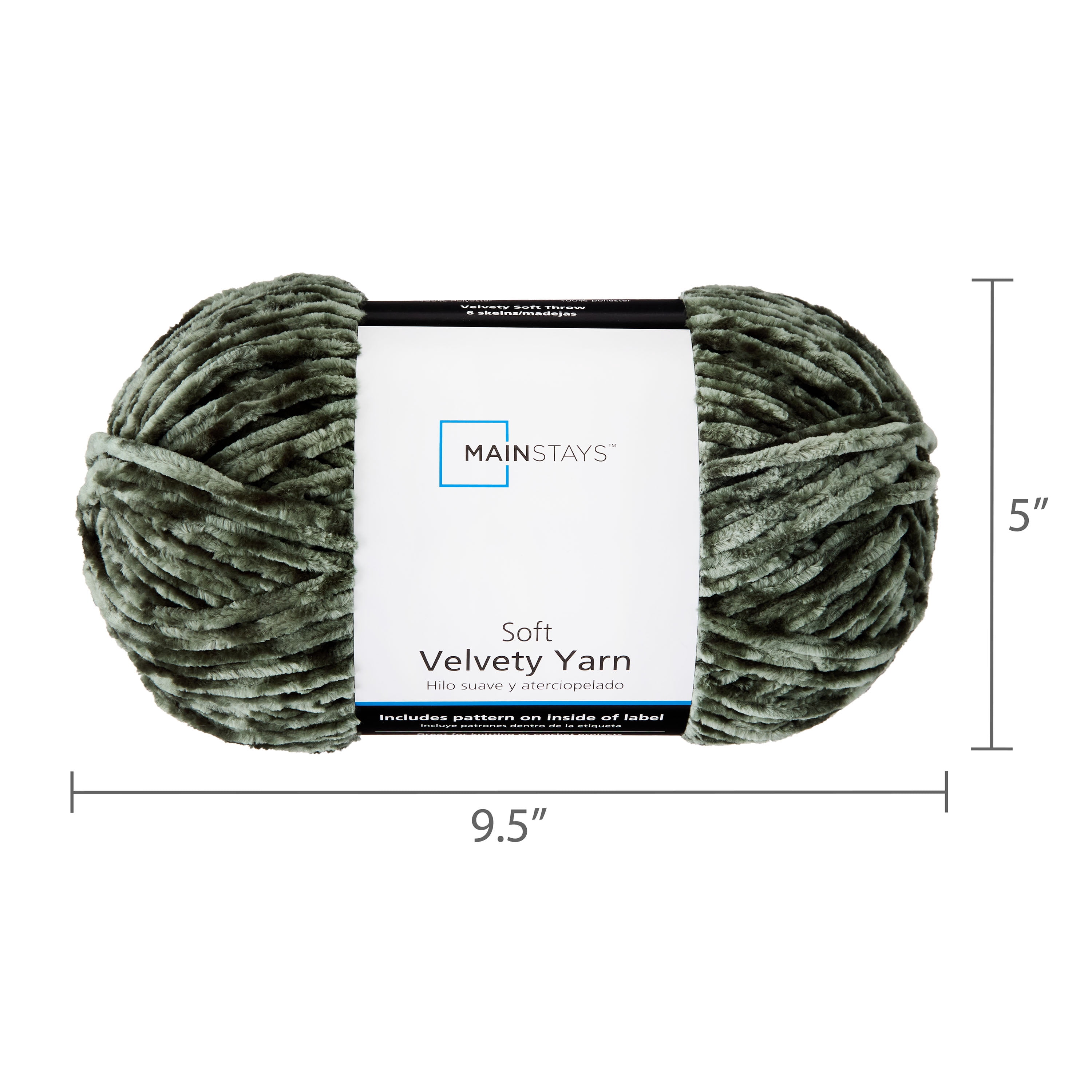 Mainstays Soft Velvety Yarn, 315 yd, Deep Thyme, 100% Polyester, Pack of 4