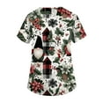 thumbnail image 5 of Garbnen Scrub Top for Woman Merry Christmas Scrub Top Women Short Sleeve V Neck Snowman Print Nurse Uniform with Pockets, 5 of 6