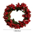 thumbnail image 2 of Usloyux Under $5 Christmas Candlestick Wreath, 5cm Red Berry Centerpiece for Table Decor, Holiday Candlelight Dinner Xmas Ornament, Small Round Candle Ring, 2 of 6
