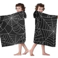 thumbnail image 4 of Halloween Spider Webs Hooded Bath Towel，50"x30" for Ages 3 To 12 Kids, Quick Dry Lightweight Soft Microfiber Hood Beach Towel Cover Up for Kids, 4 of 7