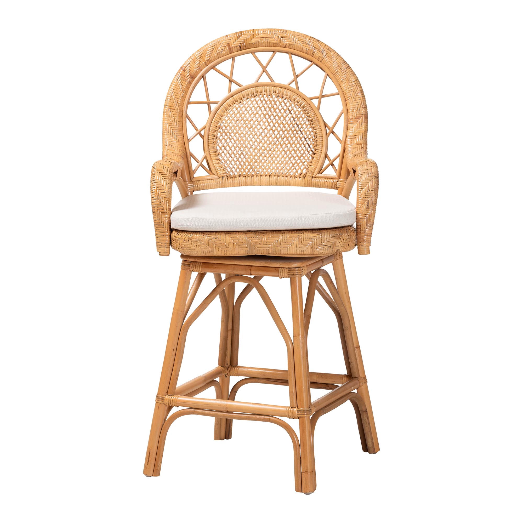 bali & pari Adam Boho Counter Stool, Counter Height, Light Honey