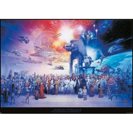 2 Giant Poster Star Wars: Episode I, II, III, IV, V & VI - Giant XXL Movie Poster / Print (The Star Wars Galaxy - All Characters, Ships & Vehicles) (Size: 36