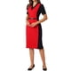 thumbnail image 4 of Vestido de tubo para mujer Inspire Chic, vestido de lápiz de color contrastante, 2XL, rojo oscuro, 4 of 5