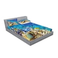 thumbnail image 2 of Ambesonne Fish Fitted Sheet & Pillow Sham Set, Aquatic Corals, Full, Turquoise Pale Yellow, 2 of 2