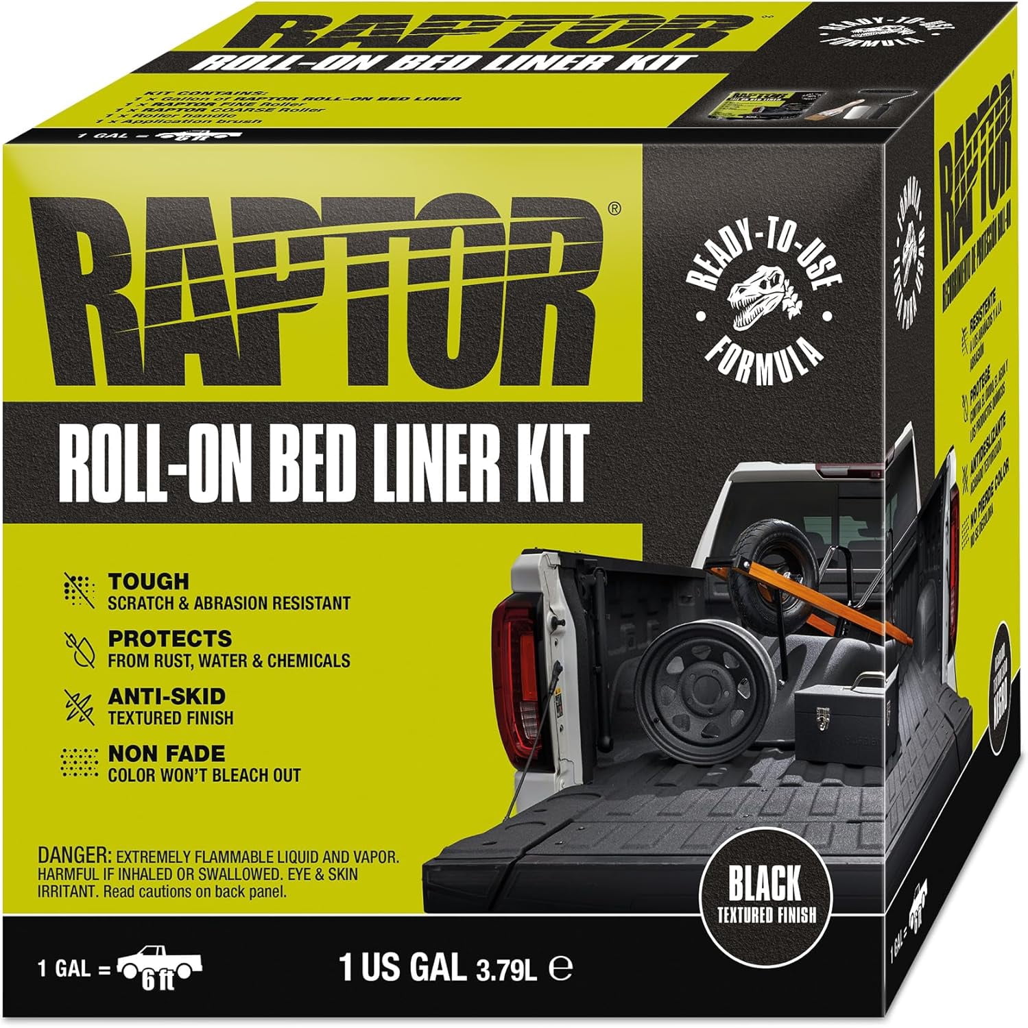 U-POL 1 US Gallon Raptor Liner Kit, Black - Automotive Bed Coating