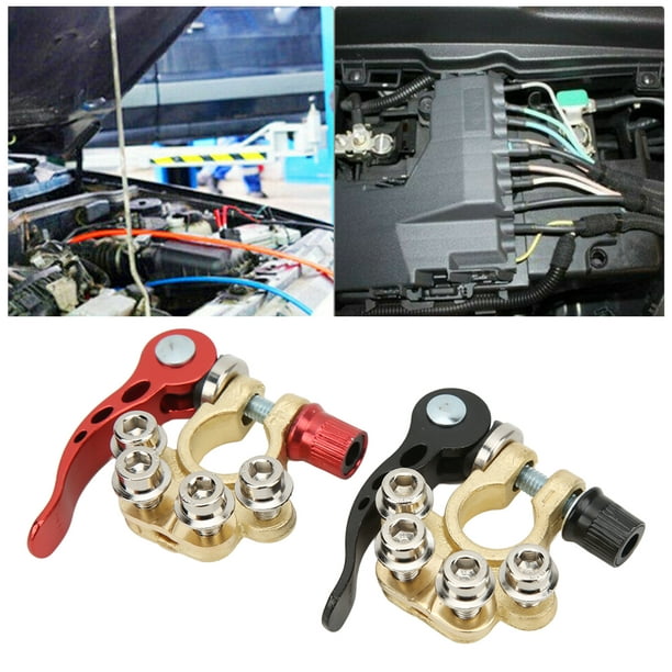 Lot de 2 connecteurs de borne de batterie, 4 voies positives négatives de  voiture - Connecteur à libération rapide pour poteaux SAE/JIS de type A