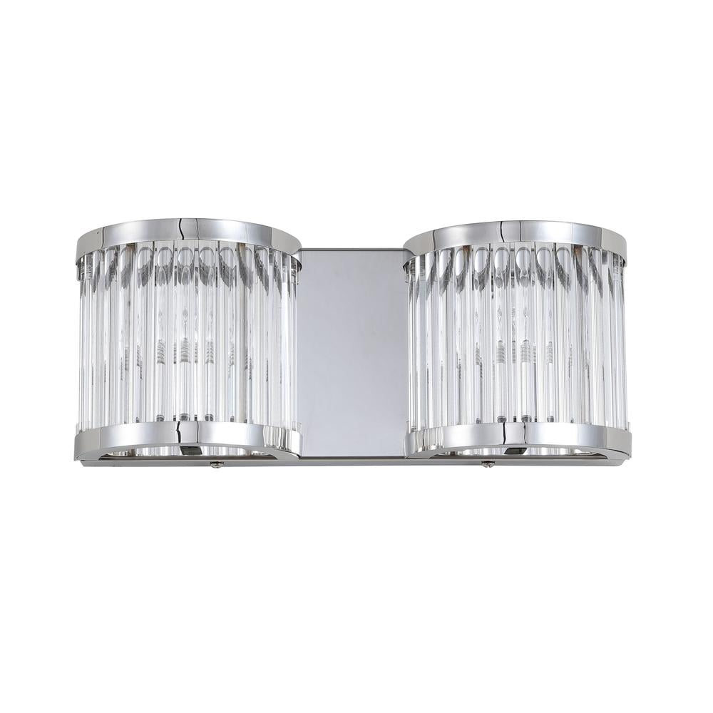 Safavieh Karter Modern Glam Two Light Wall Sconce, Chrome/Clear