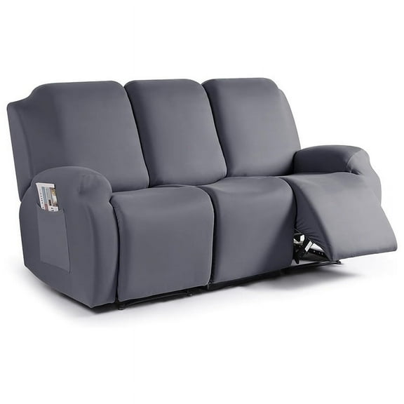XmhyTop-A Couch Cover Jacquard Stretch Sofa Covers Reclining Chair Cover for Living Room Sofa Easy Fit Washable Furniture Sofa Protector 3 seat (Grey)