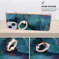 thumbnail image 3 of ELEHOLD Plating Rugged Case For iPhone 15 Slim Marble Pattern Heavy Duty Shockproof Stand Cover, with Shiny Rotating Ring Stand, Green, 3 of 7