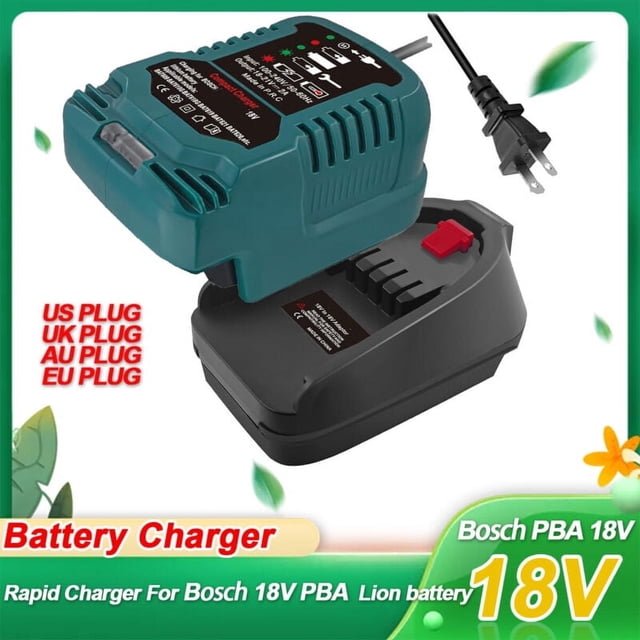 Cargador mini repuesto auto p/ Bosch 18V PBA Sist. Hogar y Jardín batería, carg. rápido portátil p/ auto, tamaño 1/3 del carg. Bosch p/ enchufe encendedor de cigarrillos (solo p/ batería 18V)