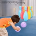 thumbnail image 3 of Juego de bolos para niños, juguete de plástico para jardín de infantes, ocio, deportes, entretenimiento, juego de bolos de 15 cm, 3 of 4
