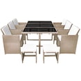 thumbnail image 2 of vidaXL 11 Piece Patio Dining Set with Cushions Poly Rattan Beige, 2 of 10