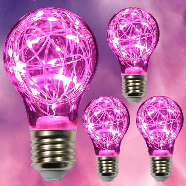 Bombilla LED rosa decorativa HOWORR, 2 W, E26, paquete de 4