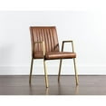 thumbnail image 2 of Sunpan Homer 18.5" Modern Faux Leather Dining Armchair in Brown/Antique Brass, 2 of 7