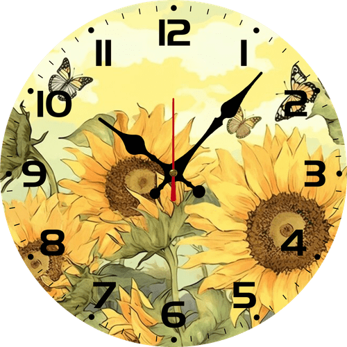 Eveokoki Sunflower With Butterfly DIY Wall Clock Battery Operated Kitchen Clock 10 Inch Bathroom Clocks Non Ticking Round Decorative Desk Clocks Bedroom Living Room Decor
