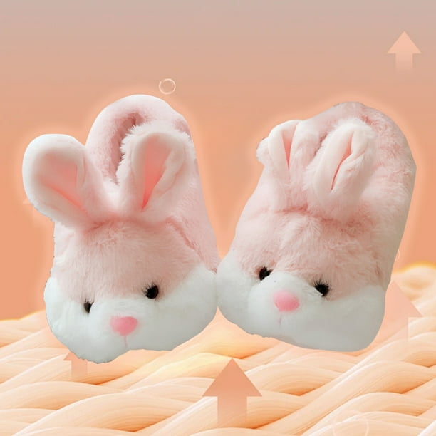 Lindas Pantuflas De Felpa De Conejo De Encaje Para Mujer