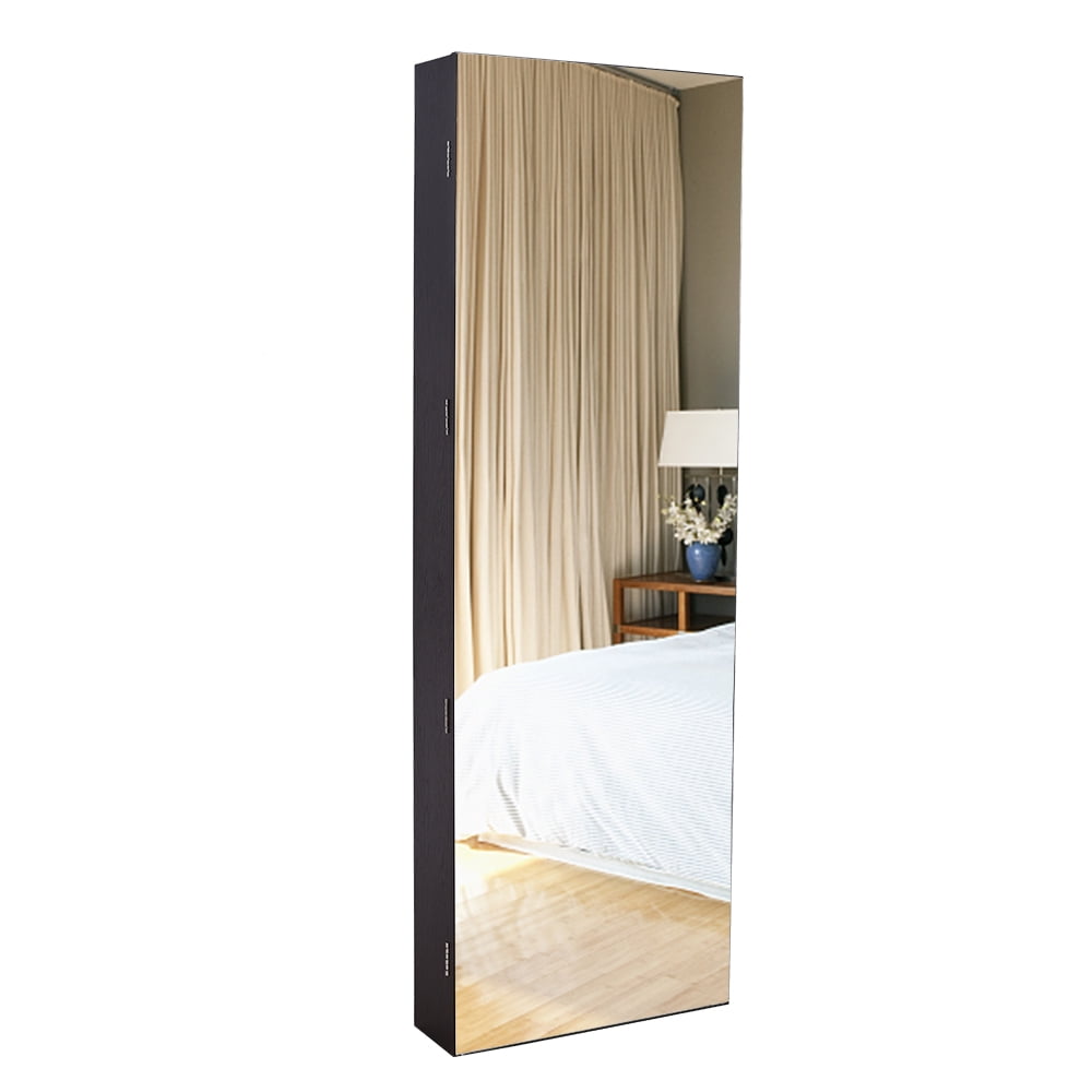 Wood Grain Mirror Decoration Storage, Dressing Mirror Jewelry Mirror Cabinet, Brown