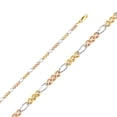thumbnail image 2 of Wellingsale 14k Tri 3 Color Gold Polished Solid 3mm Ficonucci 3+1 Concave Chain Necklace - 18", 2 of 6