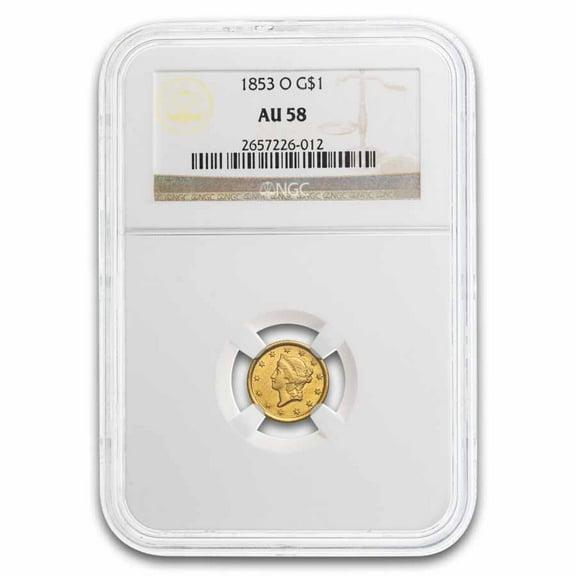 1853-O $1 Liberty Head Gold AU-58 NGC